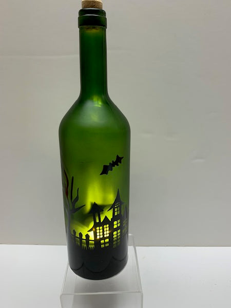 Lighted Glass Halloween Wine bottle