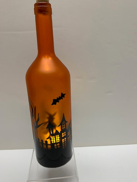 Lighted Glass Halloween Wine bottle