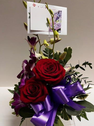 Orchid & Rose Flower Arrangement