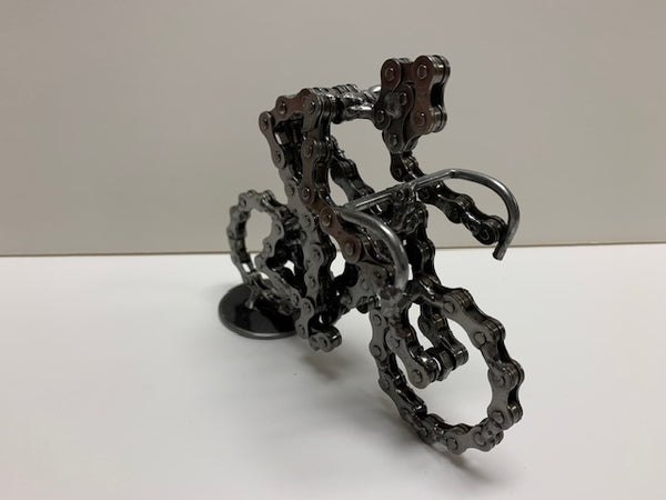 Metal Bicyclist Sculpture