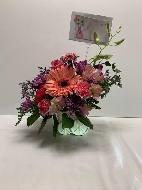 Baby Stroller Flower Arrangement Girl